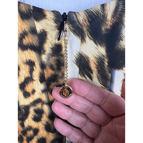 LASAGRADA Leopard Animal Print Flutter Sleeve Belted Pleated Dress EU 44 US 8 - Picture 7 of 12